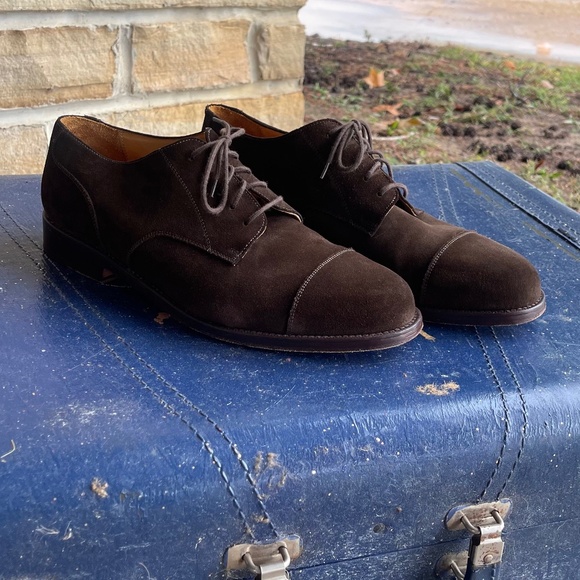 Men\'s Size 10.5M Land\'s End Classic Brown Suede Derby Shoes main image 6